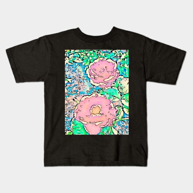 Pastel spray rose pattern Kids T-Shirt by Dillyzip1202